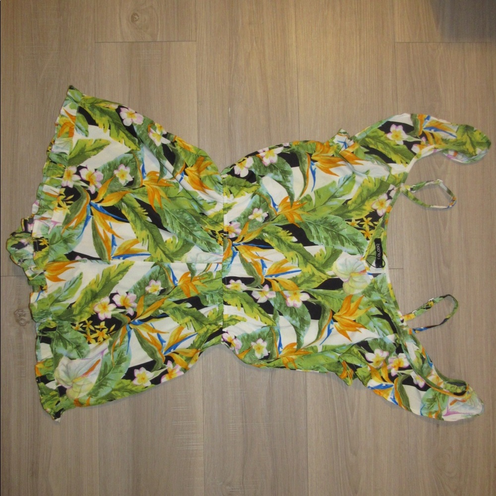 Tropical Print Cold Shoulder Romper